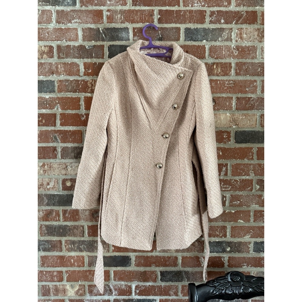 Jessica Simpson Pink Overcoat‎ Womens Woven Knit Lined Button Front